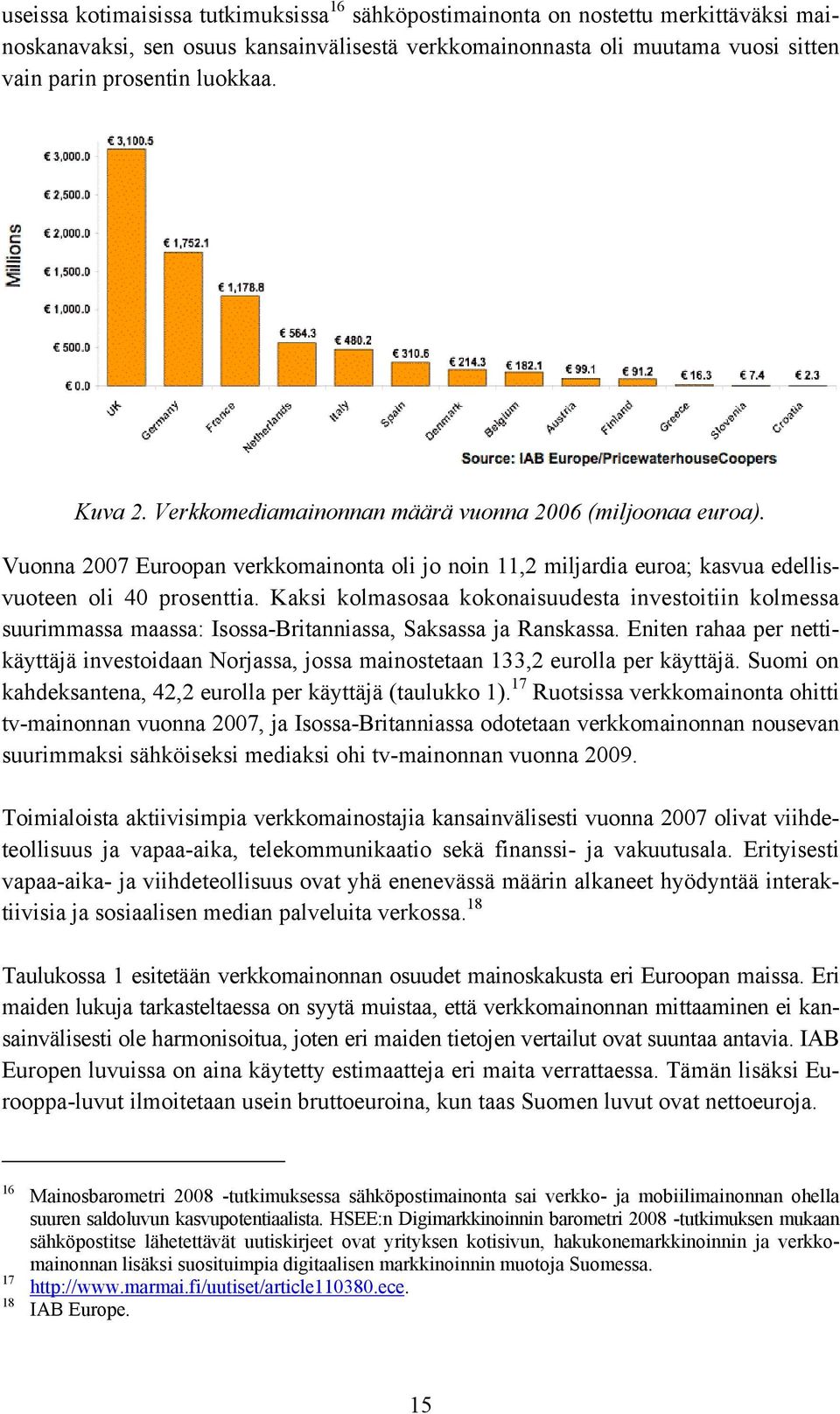 Kaksi kolmasosaa kokonaisuudesta investoitiin kolmessa suurimmassa maassa: Isossa-Britanniassa, Saksassa ja Ranskassa.