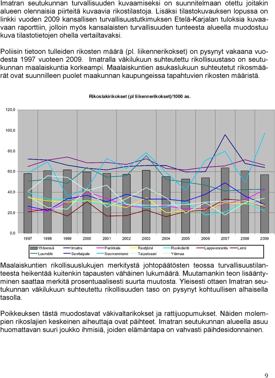 muodostuu kuva tilastotietojen ohella vertailtavaksi. Poliisin tietoon tulleiden rikosten määrä (pl. liikennerikokset) on pysynyt vakaana vuodesta 1997 vuoteen 2009.