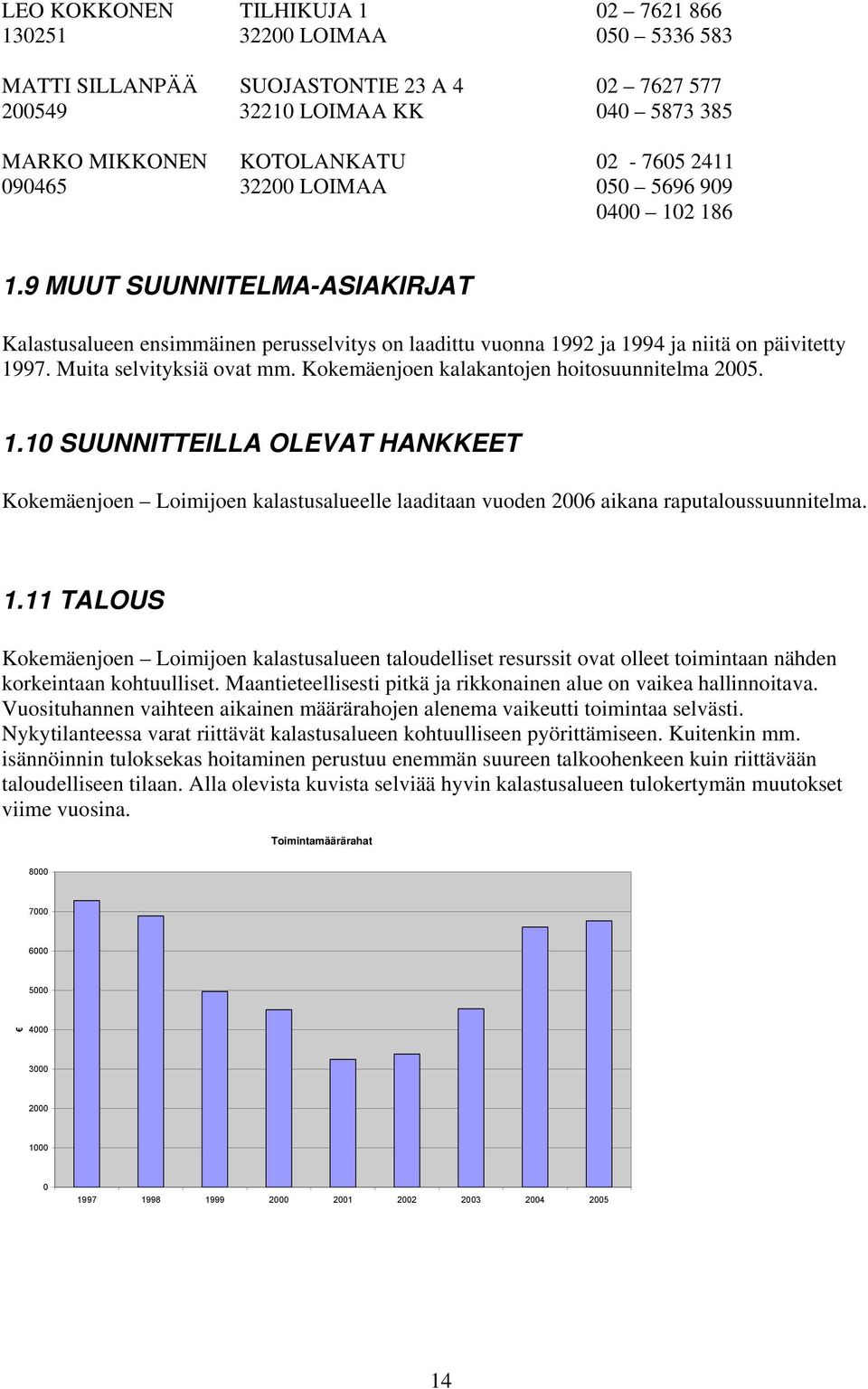 Muita selvityksiä ovat mm. Kokemäenjoen kalakantojen hoitosuunnitelma 2005. 1.