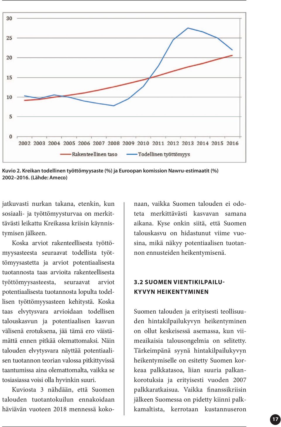 Koska arviot rakenteellisesta työttömyysasteesta seuraavat todellista työttömyysastetta ja arviot potentiaalisesta tuotannosta taas arvioita rakenteellisesta työttömyysasteesta, seuraavat arviot