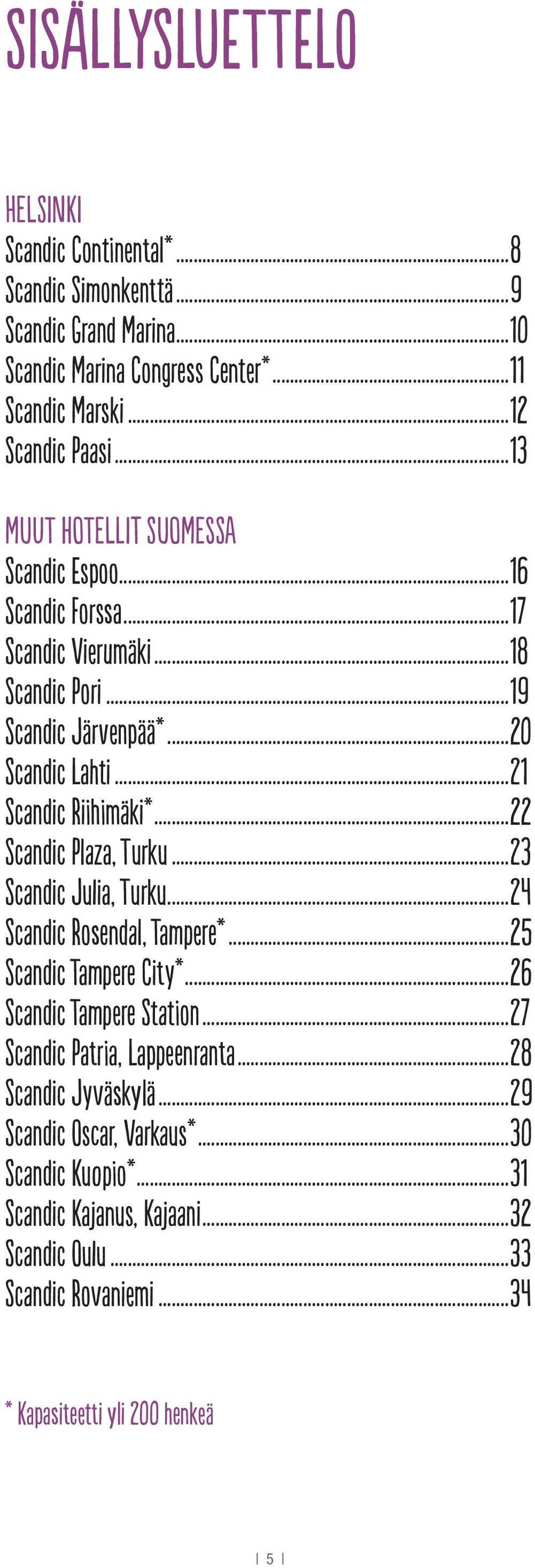 .. Scandic Plaza, Turku...3 Scandic Julia, Turku...4 Scandic Rosendal, Tampere*...5 Scandic Tampere City*...6 Scandic Tampere Station...7 Scandic Patria, Lappeenranta.