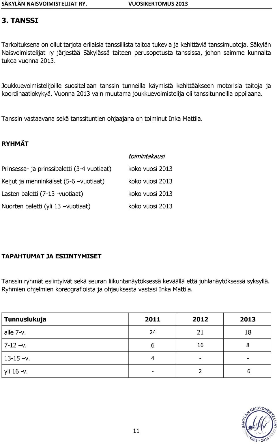 Joukkuevoimistelijoille suositellaan tanssin tunneilla käymistä kehittääkseen motorisia taitoja ja koordinaatiokykyä. Vuonna 2013 vain muutama joukkuevoimistelija oli tanssitunneilla oppilaana.