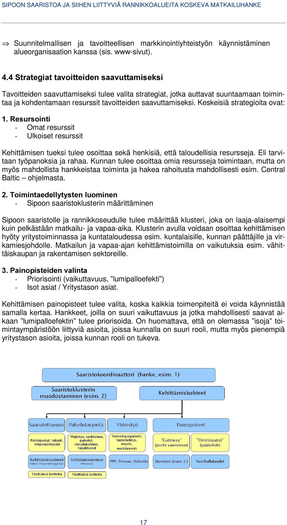 Keskeisiä strategioita ovat: 5HVXUVRLQWL - Omat resurssit - Ulkoiset resurssit Kehittämisen tueksi tulee osoittaa sekä henkisiä, että taloudellisia resursseja. Eli tarvitaan työpanoksia ja rahaa.