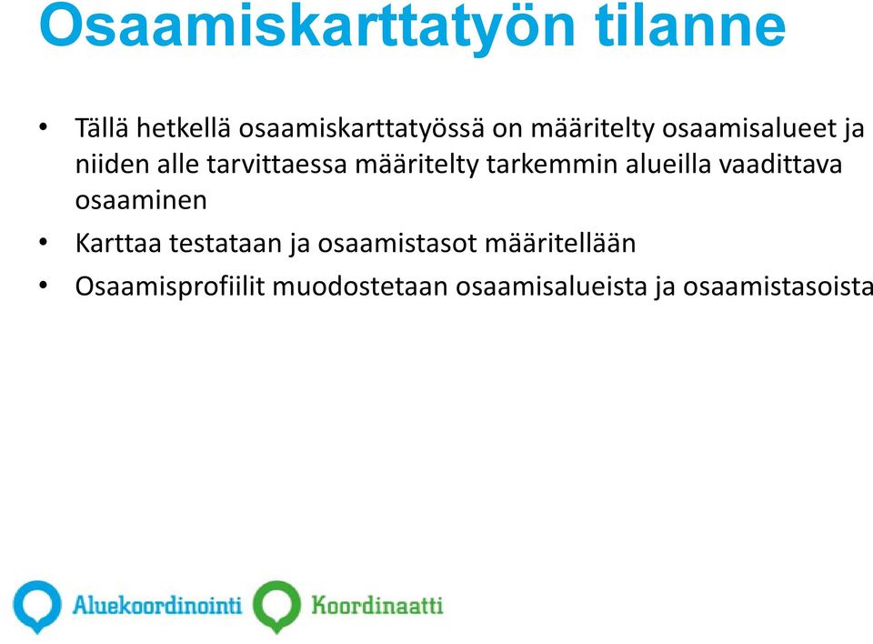 tarkemmin alueilla vaadittava osaaminen Karttaa testataan ja