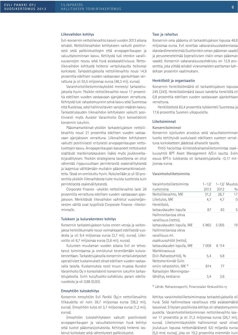 Kehitystä tuki etenkin varallisuusarvojen nousu sekä hyvä asiakasaktiivisuus. Nettoliikevaihdon kehitystä heikensi vertailukautta heikompi korkokate.