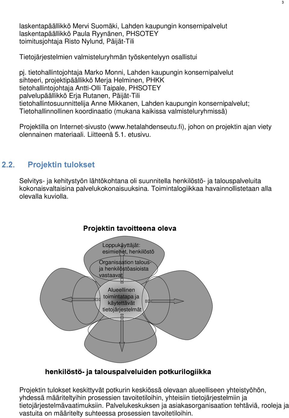 tietohallintojohtaja Marko Monni, Lahden kaupungin konsernipalvelut sihteeri, projektipäällikkö Merja Helminen, PHKK tietohallintojohtaja Antti-Olli Taipale, PHSOTEY palvelupäällikkö Erja Rutanen,