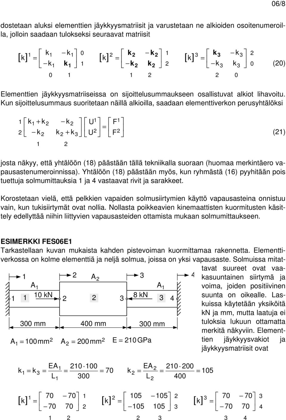 un sijoittelusummaus suoritetaan näillä alioilla, saadaan elementtiveron perusyhtälösi + + () josta näyy, että yhtälöön (8) päästään tällä teniialla suoraan (huomaa merintäero