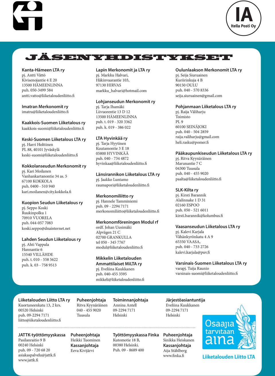 fi Kokkolanseudun Merkonomit ry pj. Kari Moilanen Vanhankartanontie 34 as. 5 67100 KOKKOLA puh. 0400-510 940 kari.moilanen@city.kokkola.fi Kuopion Seudun Liiketalous ry pj.