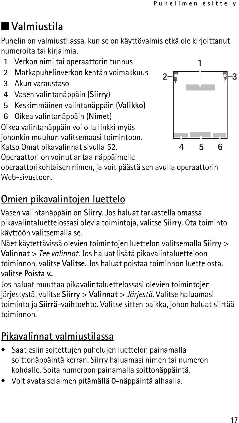 Oikea valintanäppäin voi olla linkki myös johonkin muuhun valitsemaasi toimintoon. Katso Omat pikavalinnat sivulla 52.