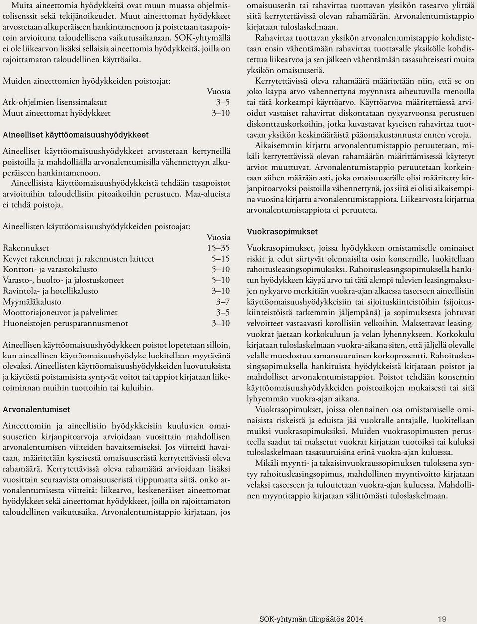 SOK-yhtymällä ei ole liikearvon lisäksi sellaisia aineettomia hyödykkeitä, joilla on rajoittamaton taloudellinen käyttöaika.