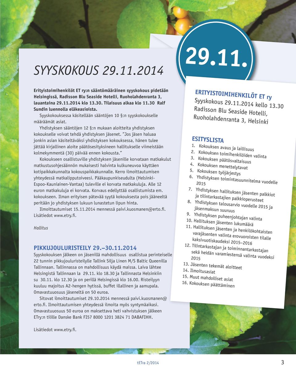 Yhdistyksen sääntöjen 12 :n mukaan aloitteita yhdistyksen kokoukselle voivat tehdä yhdistyksen jäsenet.