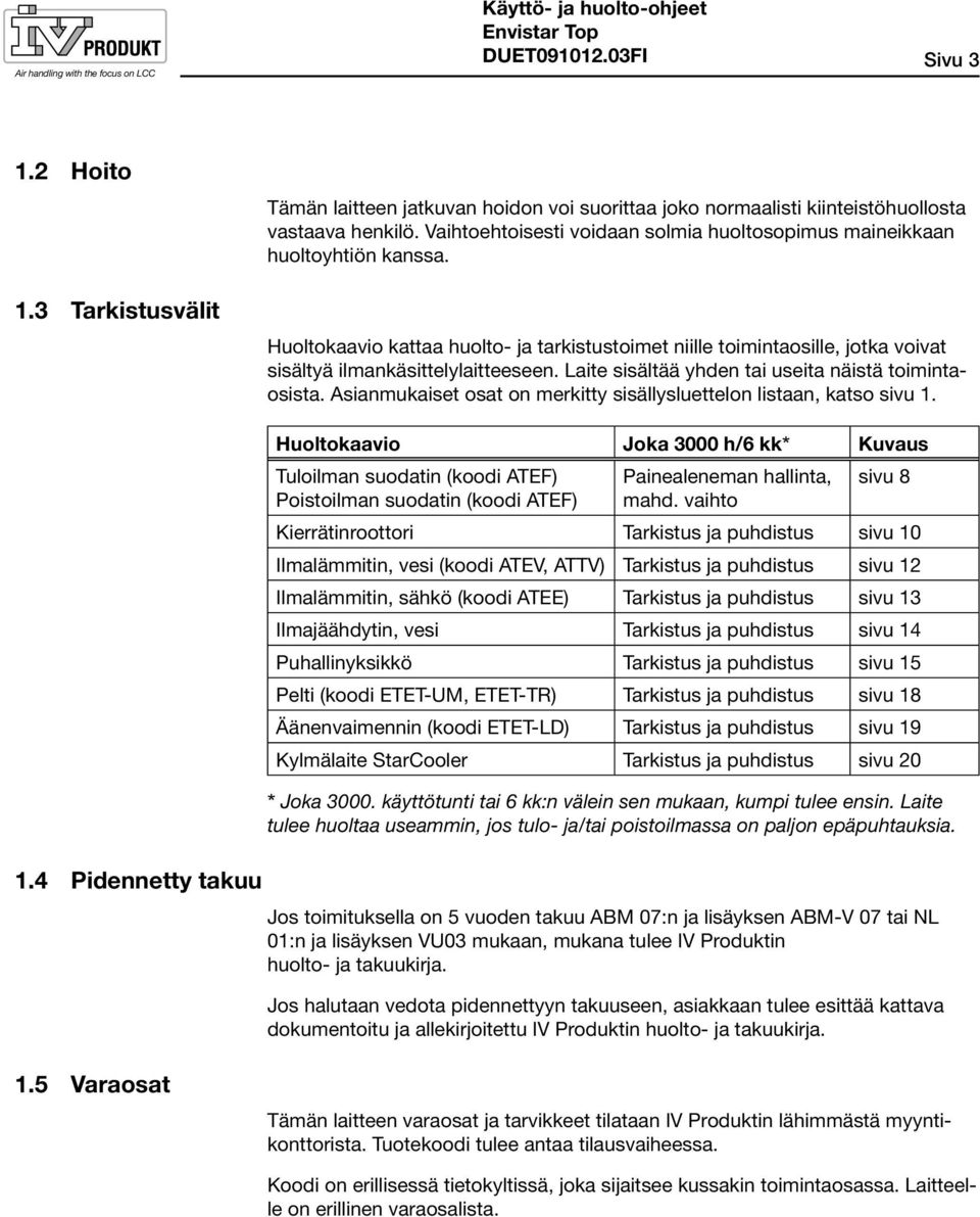 Laite sisältää yhden tai useita näistä toimintaosista. Asianmukaiset osat on merkitty sisällysluettelon listaan, katso sivu 1.