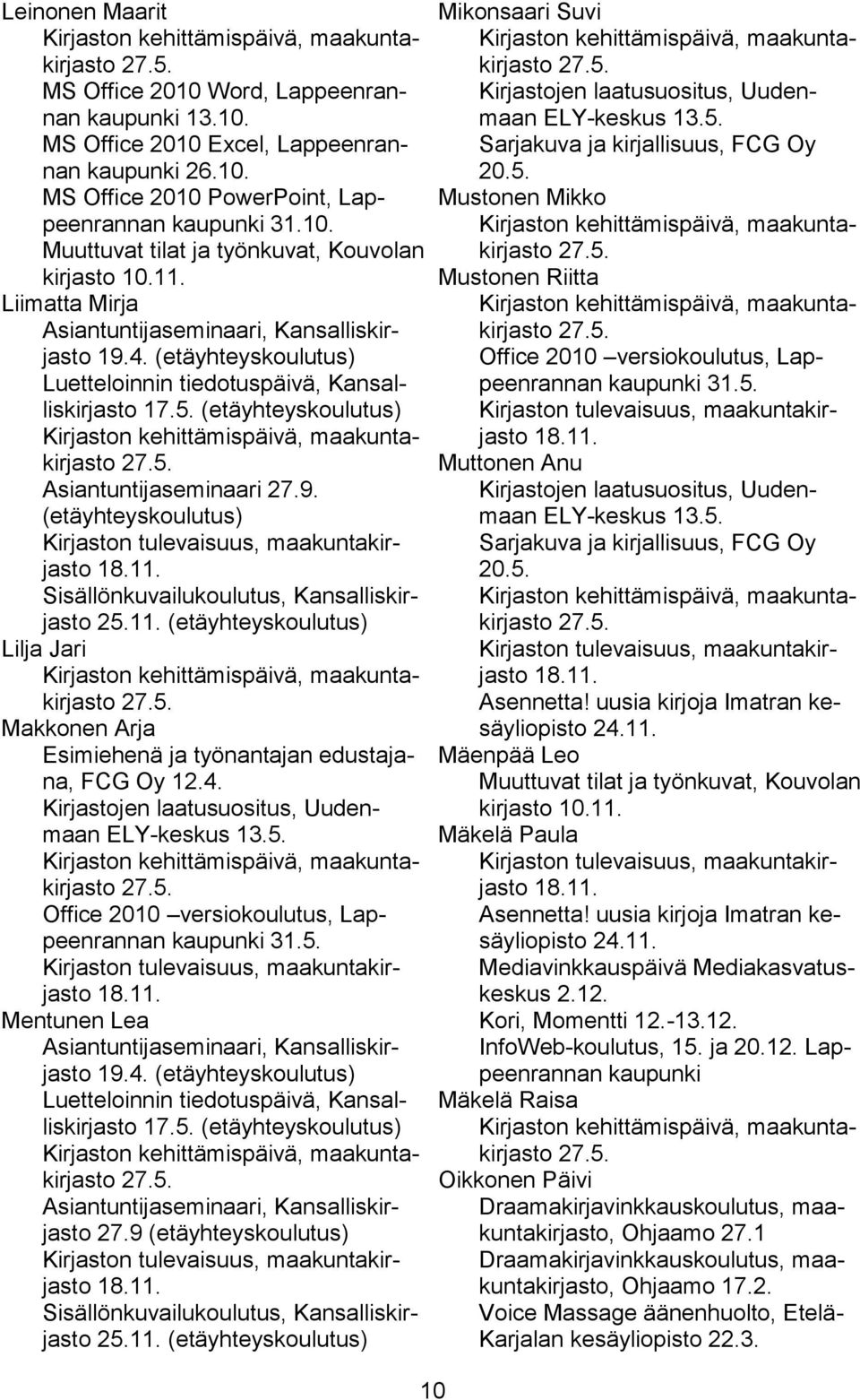 11. Sisällönkuvailukoulutus, Kansalliskirjasto 25.11. (etäyhteyskoulutus) Lilja Jari Makkonen Arja Esimiehenä ja työnantajan edustajana, FCG Oy 12.4.