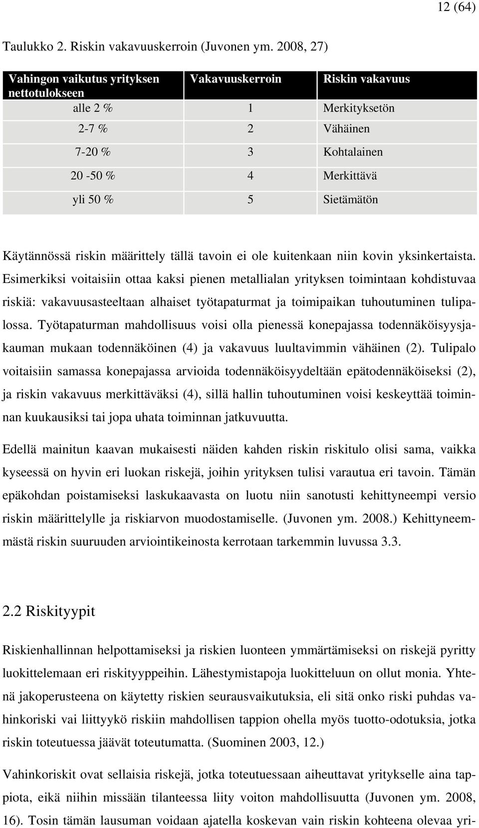 Käytännössä riskin määrittely tällä tavoin ei ole kuitenkaan niin kovin yksinkertaista.