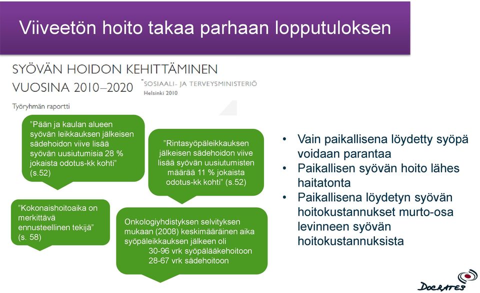 58) Rintasyöpäleikkauksen jälkeisen sädehoidon viive lisää syövän uusiutumisten määrää 11 % jokaista odotus-kk kohti (s.