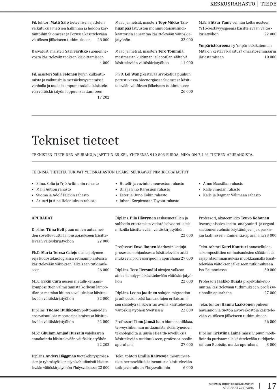 maisteri Sari Savikko suomenhevosta käsittelevän teoksen kirjoittamiseen Maat. ja metsät.