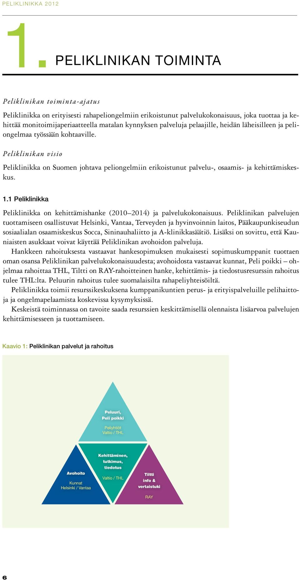 1 Peliklinikka Peliklinikka on kehittämishanke (2010 2014) ja palvelukokonaisuus.