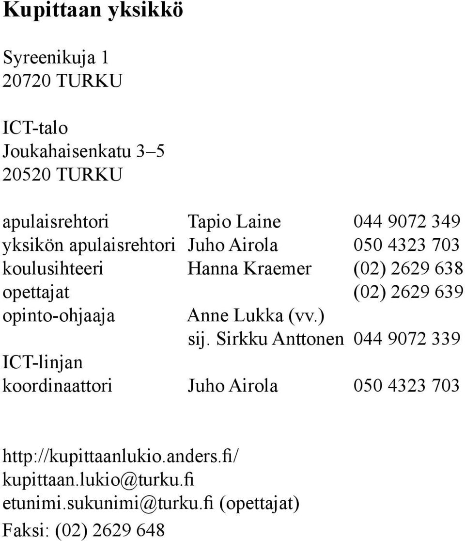 2629 639 opinto-ohjaaja Anne Lukka (vv.) sij.