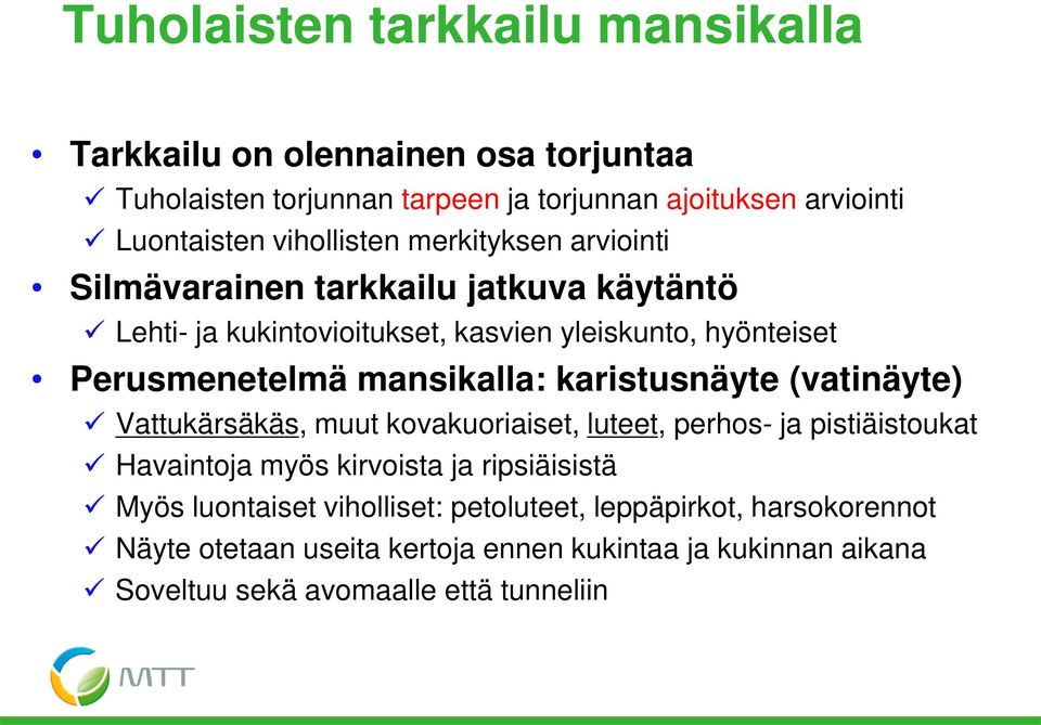 mansikalla: karistusnäyte (vatinäyte) Vattukärsäkäs, muut kovakuoriaiset, luteet, perhos- ja pistiäistoukat Havaintoja myös kirvoista ja ripsiäisistä