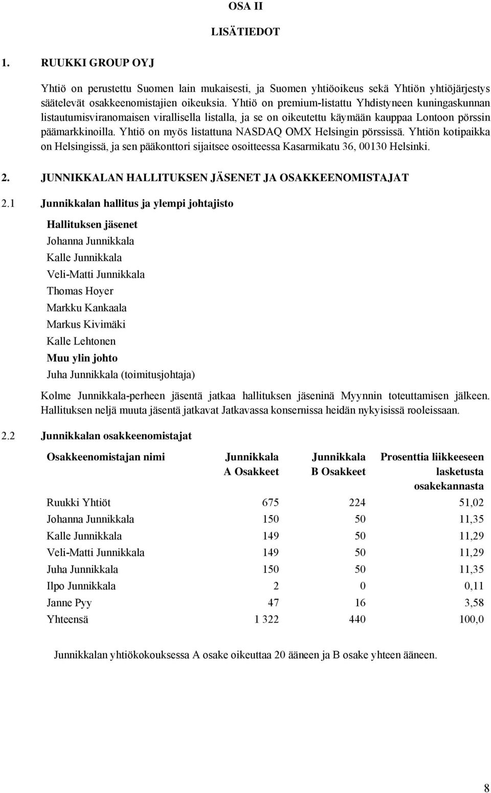 Yhtiö on myös listattuna NASDAQ OMX Helsingin pörssissä. Yhtiön kotipaikka on Helsingissä, ja sen pääkonttori sijaitsee osoitteessa Kasarmikatu 36, 00130 Helsinki. 2.