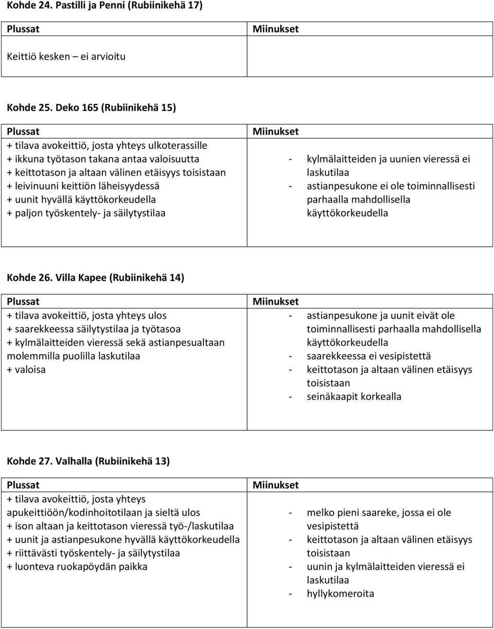 uunit hyvällä + paljon työskentely- ja säilytystilaa - kylmälaitteiden ja uunien vieressä ei Kohde 26.