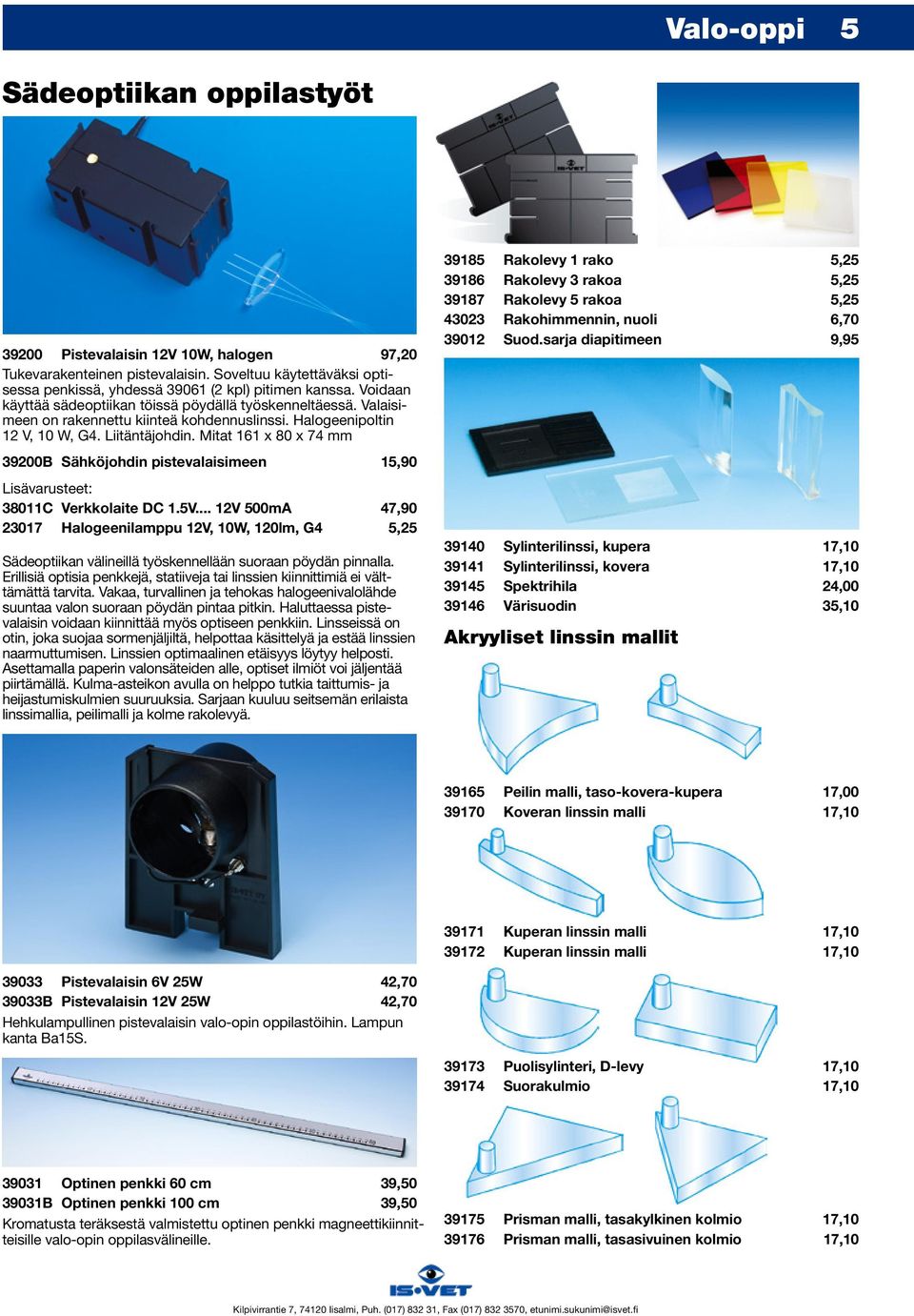 Mitat 161 x 80 x 74 mm 39200B Sähköjohdin pistevalaisimeen 15,90 Lisävarusteet: 38011C Verkkolaite DC 1.5V.