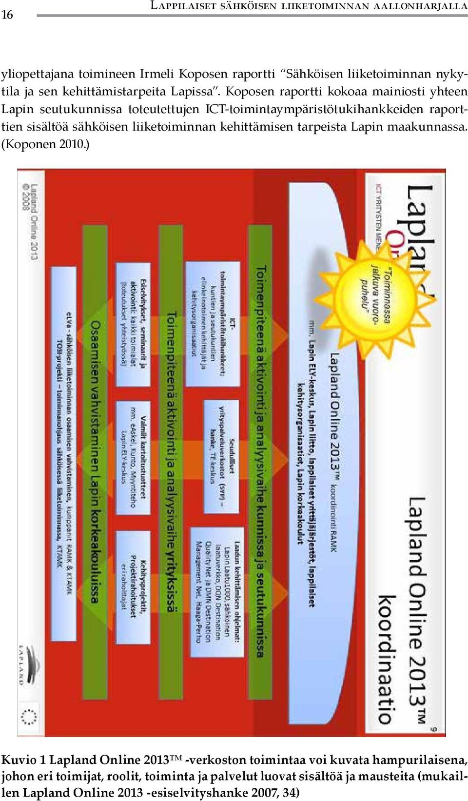 Koposen raportti kokoaa mainiosti yhteen Lapin seutukunnissa toteutettujen ICT-toimintaympäristötukihankkeiden raporttien sisältöä sähköisen