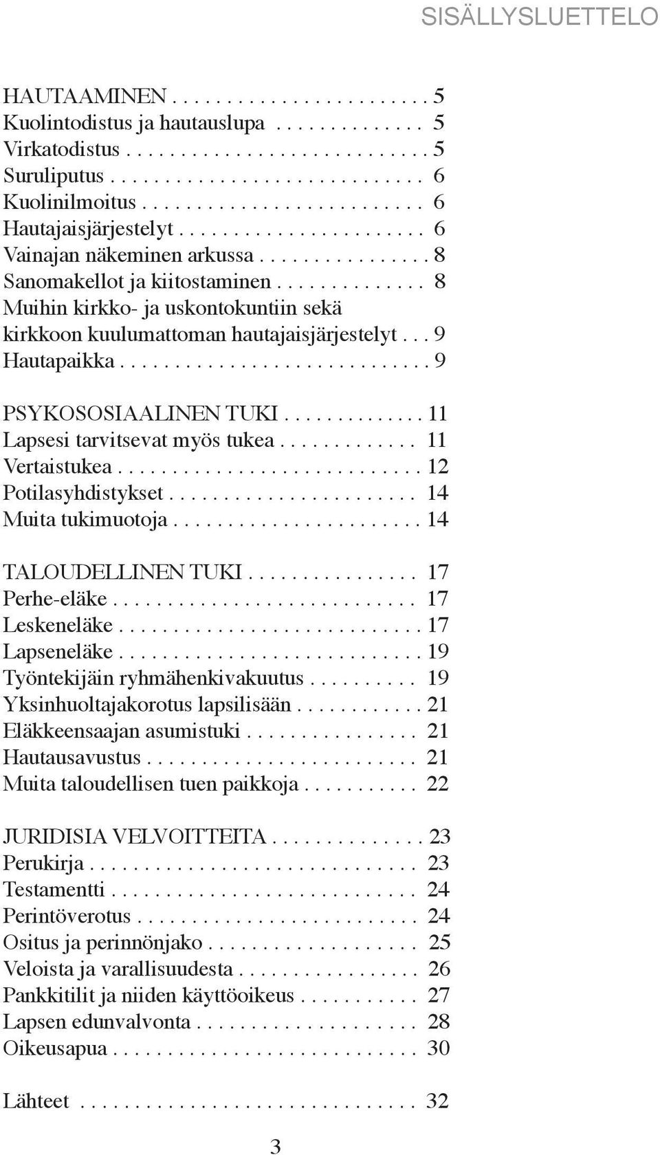 ............. 8 Muihin kirkko- ja uskontokuntiin sekä kirkkoon kuulumattoman hautajaisjärjestelyt... 9 Hautapaikka............................. 9 PSYKOSOSIAALINEN TUKI.