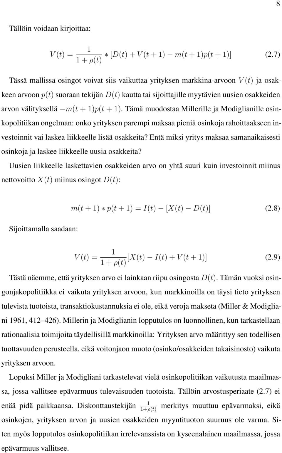 välityksellä m(t + 1)p(t + 1).