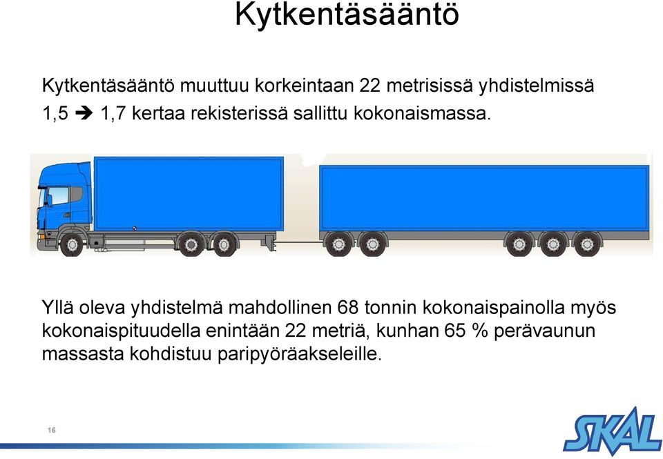 Yllä oleva yhdistelmä mahdollinen 68 tonnin kokonaispainolla myös