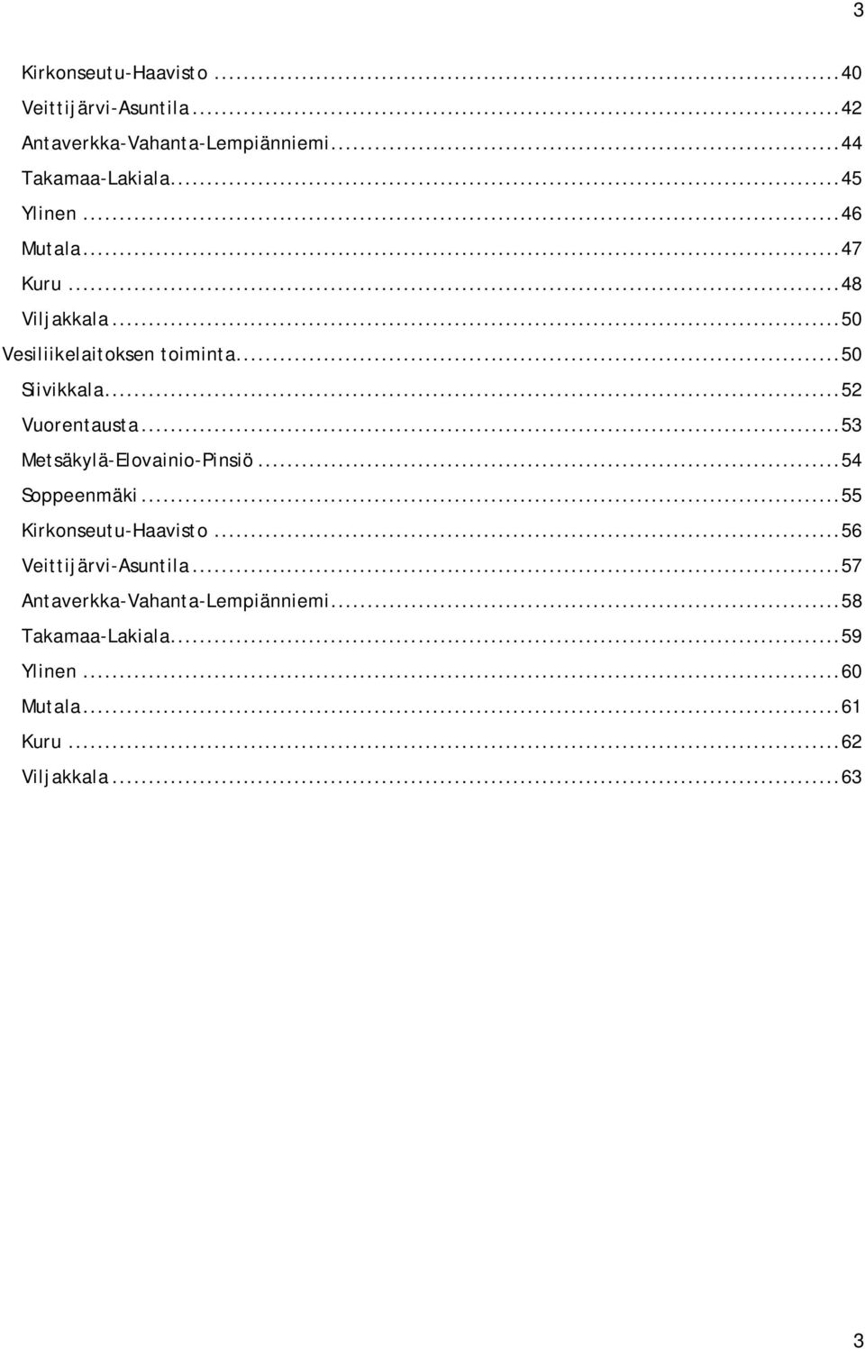 .. 52 Vuorentausta... 53 Metsäkylä-Elovainio-Pinsiö... 54 Soppeenmäki... 55 Kirkonseutu-Haavisto.