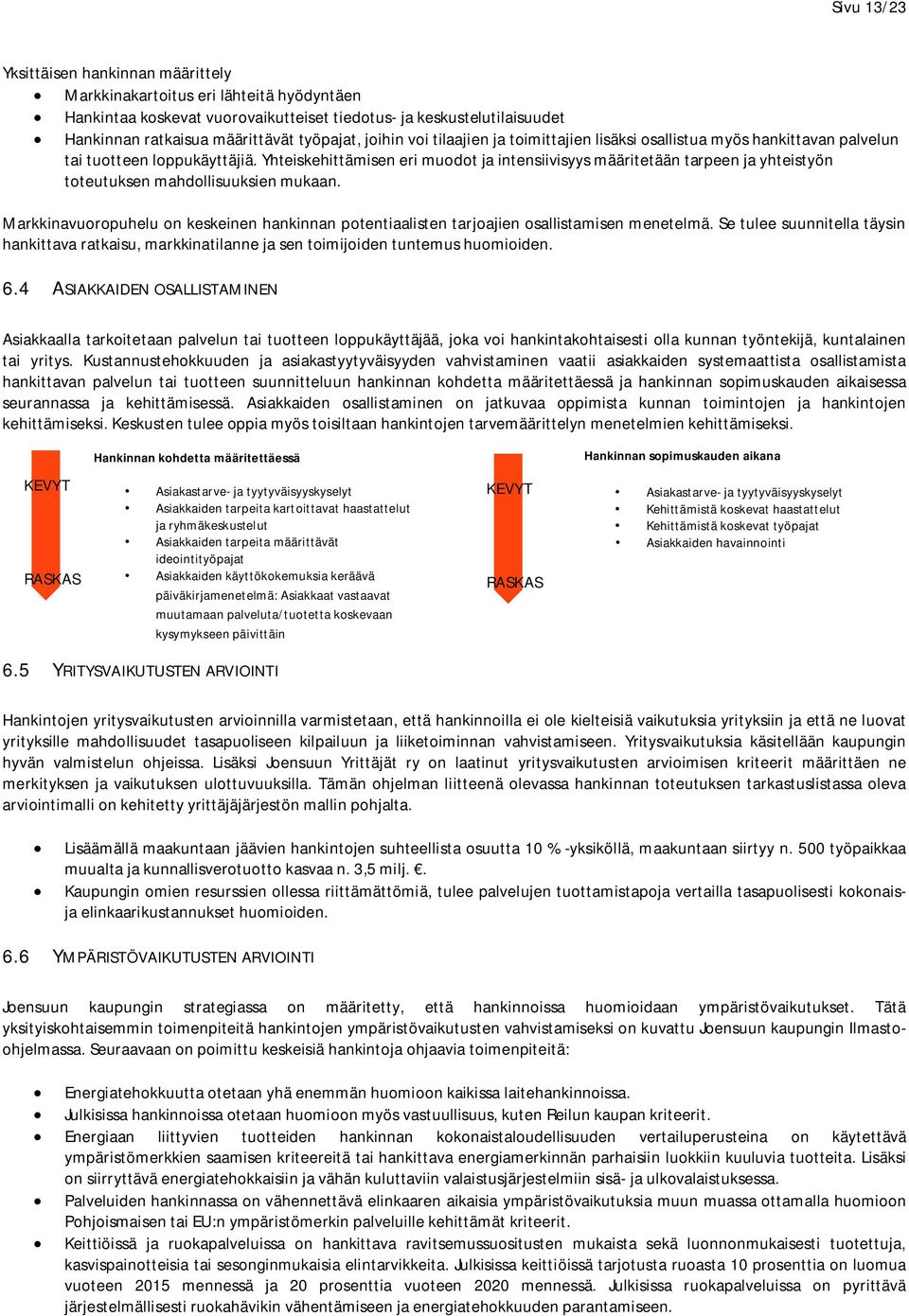 Yhteiskehittämisen eri muodot ja intensiivisyys määritetään tarpeen ja yhteistyön toteutuksen mahdollisuuksien mukaan.