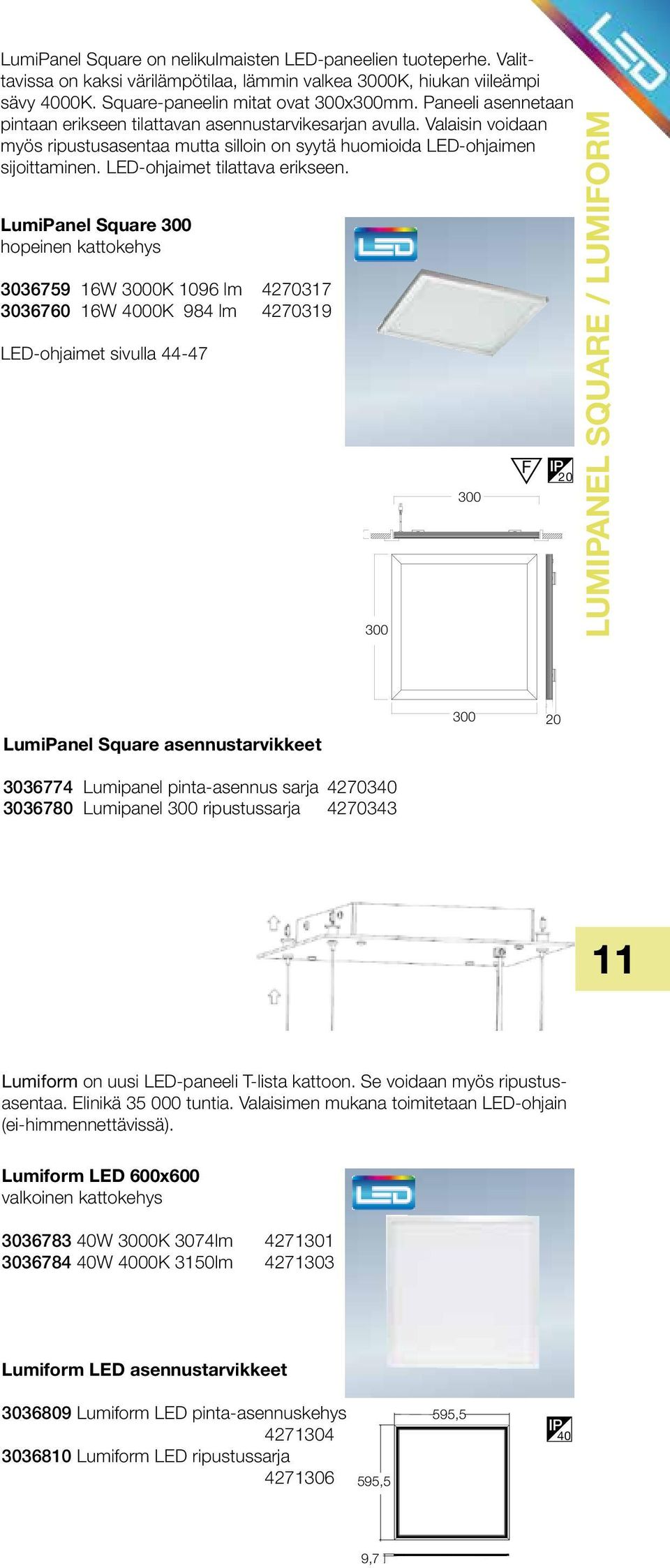 LED-ohjaimet tilattava erikseen.