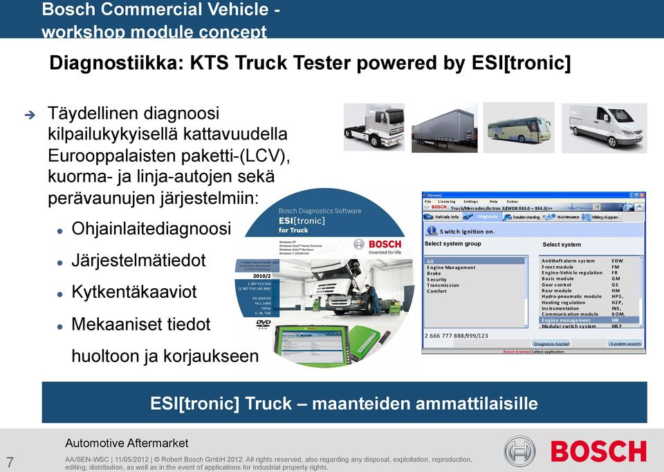 3)>> l l l l Ohjainlaitediagnoosi Järjestelmätiedot Kytkentäkaaviot Mekaaniset tiedot huoltoon ja korjaukseen Switch ignition on.