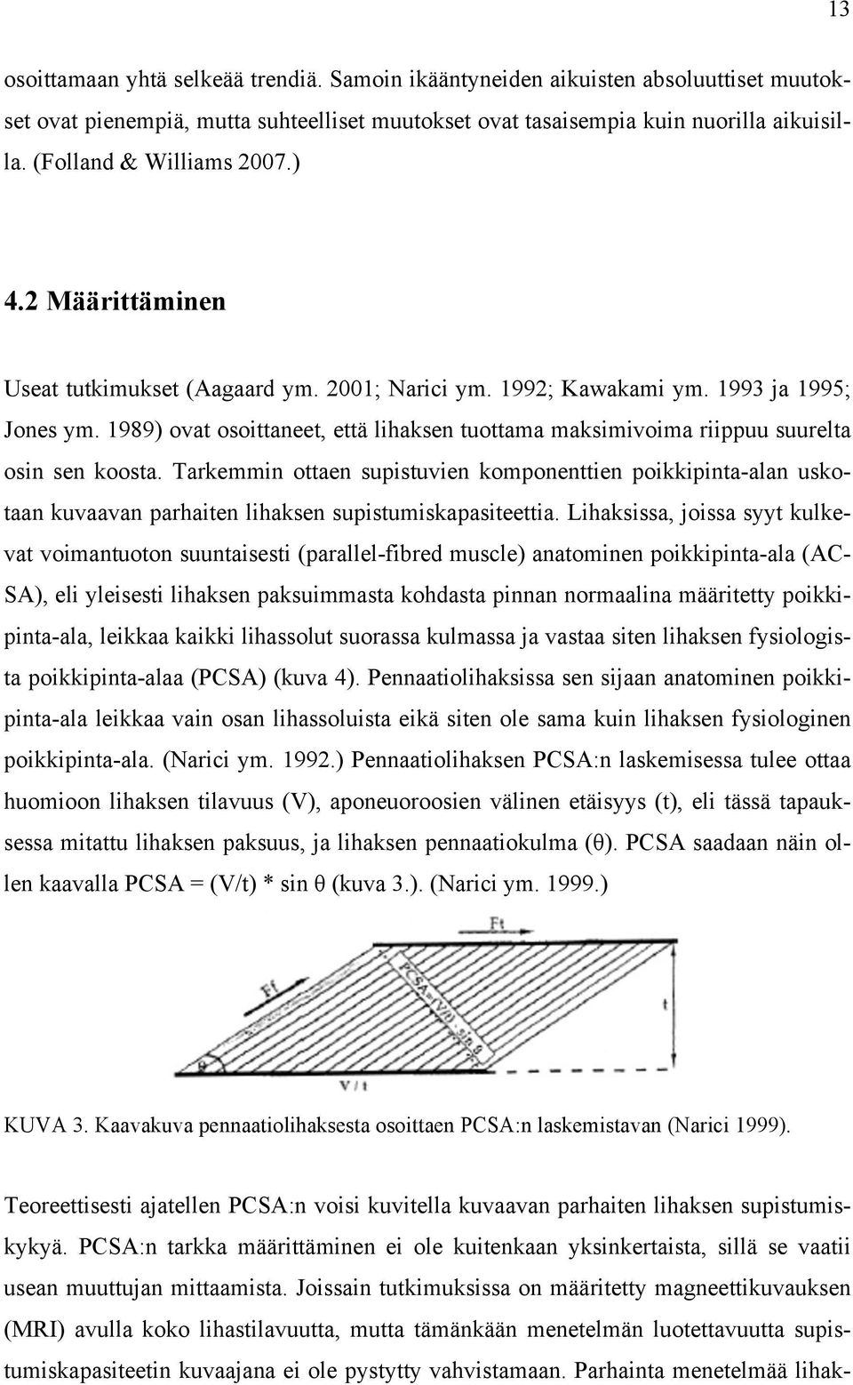 1989) ovat osoittaneet, että lihaksen tuottama maksimivoima riippuu suurelta osin sen koosta.