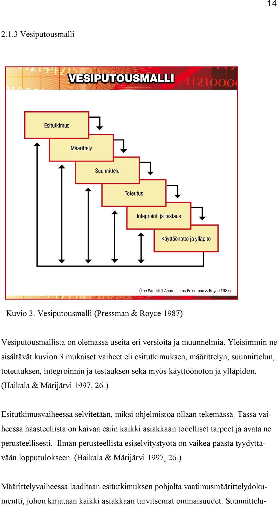 (Haikala & Märijärvi 1997, 26.) Esitutkimusvaiheessa selvitetään, miksi ohjelmistoa ollaan tekemässä.