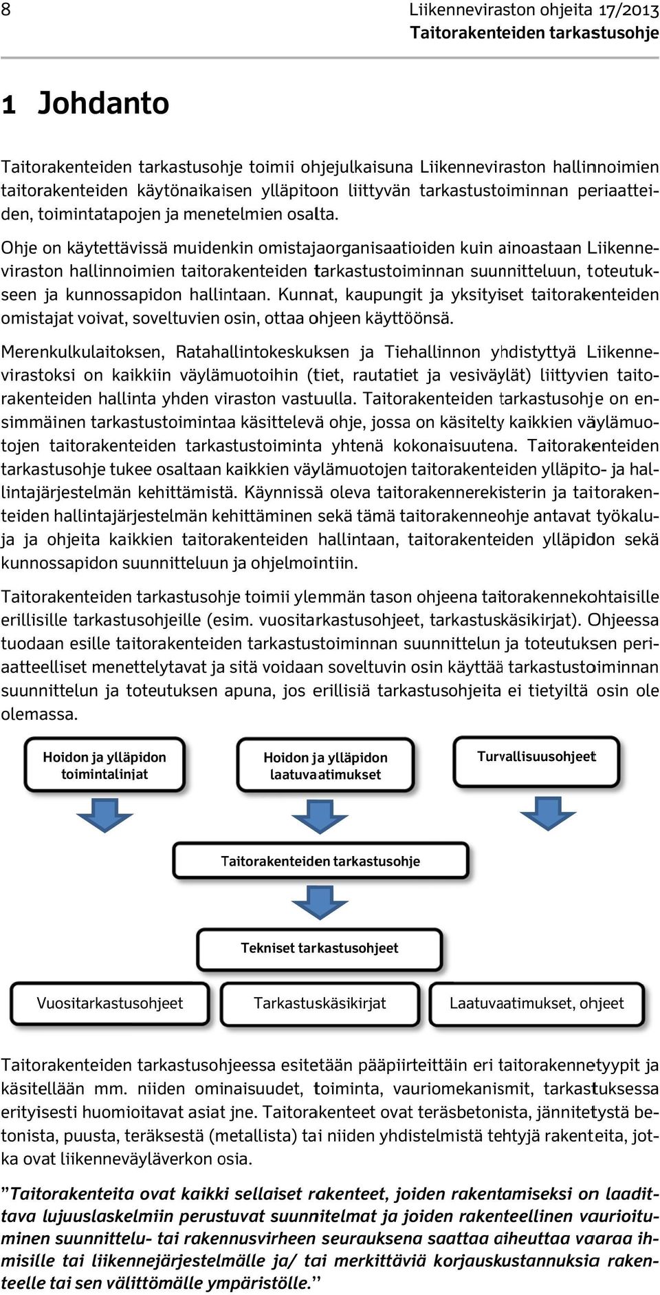 Ohje on käytettävissä muidenkin omistajaorganisaatioiden kuin ainoastaan a Liikenne- viraston hallinnoimien taitorakenteiden tarkastustoiminnan suunnitteluun, toteutuk- omistajat voivat, soveltuvien