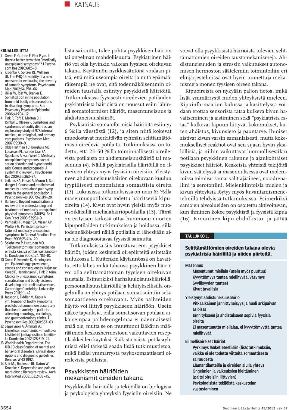 Somatization in the population: from mild bodily misperceptions to disabling symptoms. Soc Psychiatry Psychiatr Epidemiol 2006;41:704 12. 4 Fink P, Toft T, Morten SH, Ørnbøl E, Olesen F.