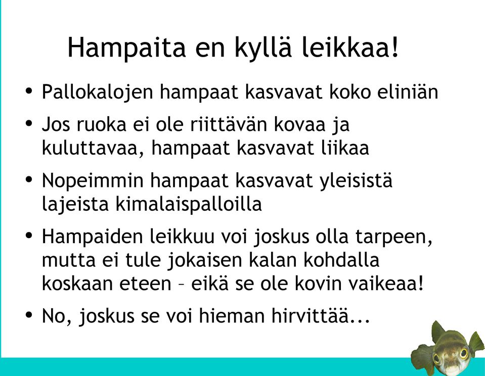 hampaat kasvavat liikaa Nopeimmin hampaat kasvavat yleisistä lajeista kimalaispalloilla