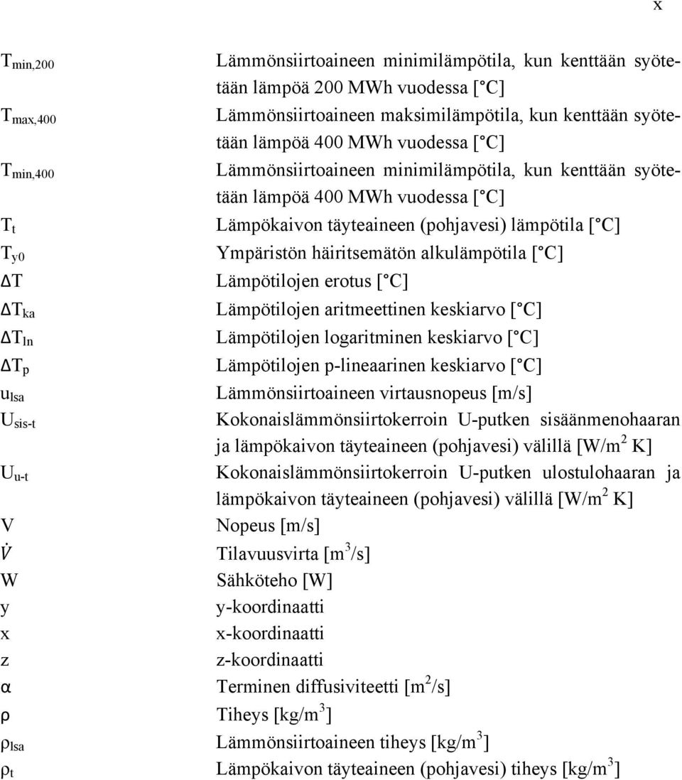 lämpötila [ C] Ympäristön häiritsemätön alkulämpötila [ C] Lämpötilojen erotus [ C] Lämpötilojen aritmeettinen keskiarvo [ C] Lämpötilojen logaritminen keskiarvo [ C] Lämpötilojen p-lineaarinen
