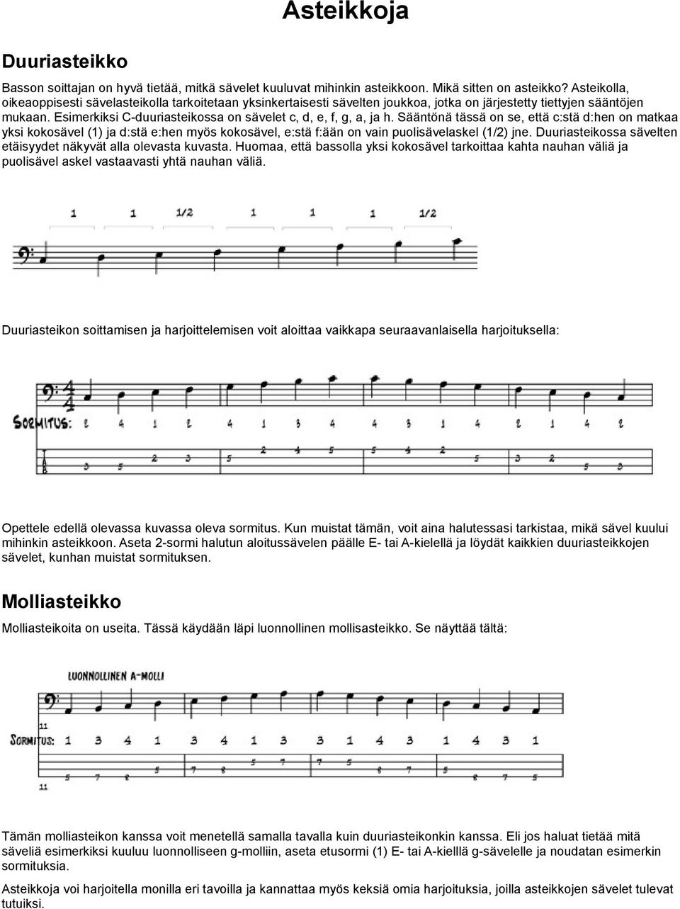 Esimerkiksi C-duuriasteikossa on sävelet c, d, e, f, g, a, ja h.