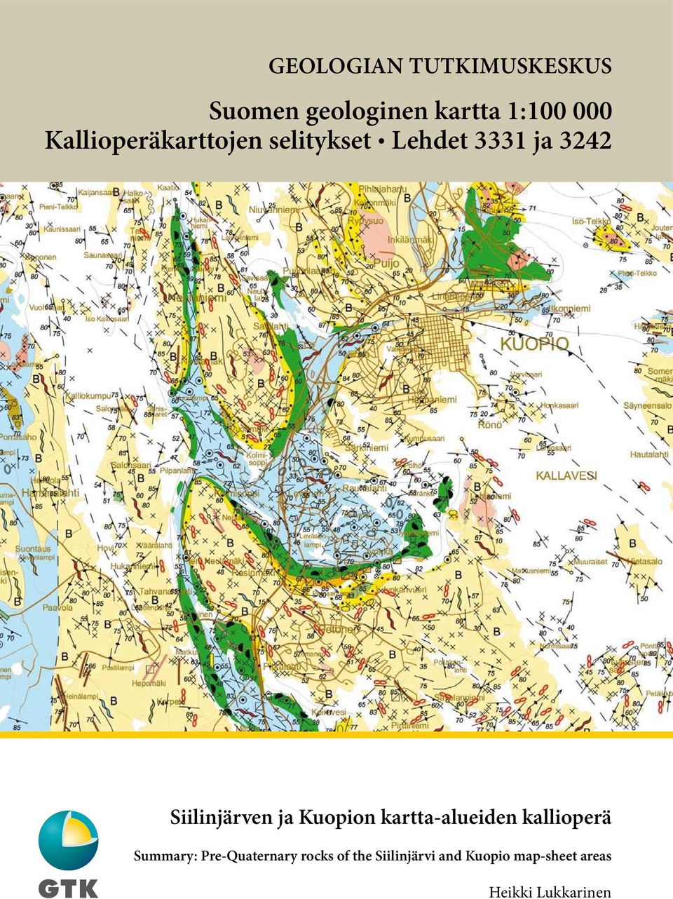 ja Kuopion kartta-alueiden kallioperä Summary: Pre-Quaternary