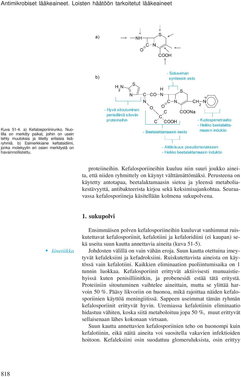 Kefalosporiineihin kuuluu niin suuri joukko aineita, että niiden ryhittely on käynyt välttäättöäksi.