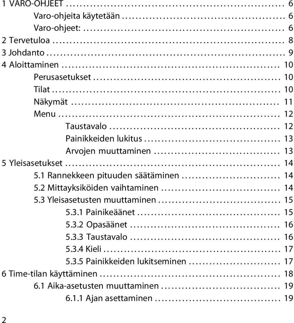 ...................................................... 10 Tilat................................................................... 10 Näkymät............................................................. 11 Menu.