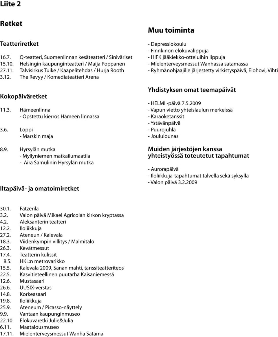 Hyrsylän mutka - Myllyniemen matkailumaatila - Aira Samulinin Hyrsylän mutka Iltapäivä- ja omatoimiretket Muu toiminta - Depressiokoulu - Finnkinon elokuvalippuja - HIFK jääkiekko-otteluihin lippuja