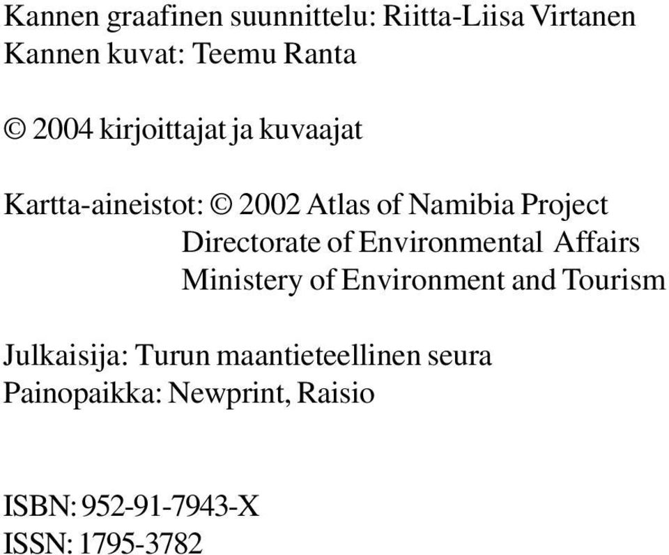 Directorate of Environmental Affairs Ministery of Environment and Tourism