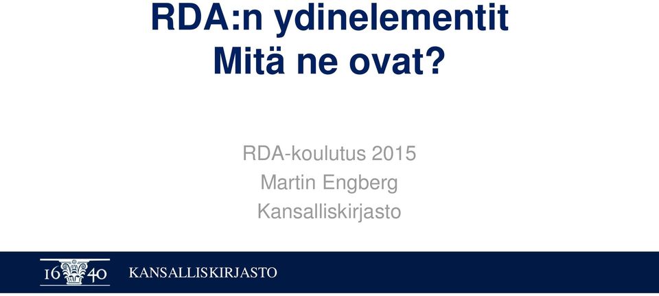 RDA-koulutus 2015