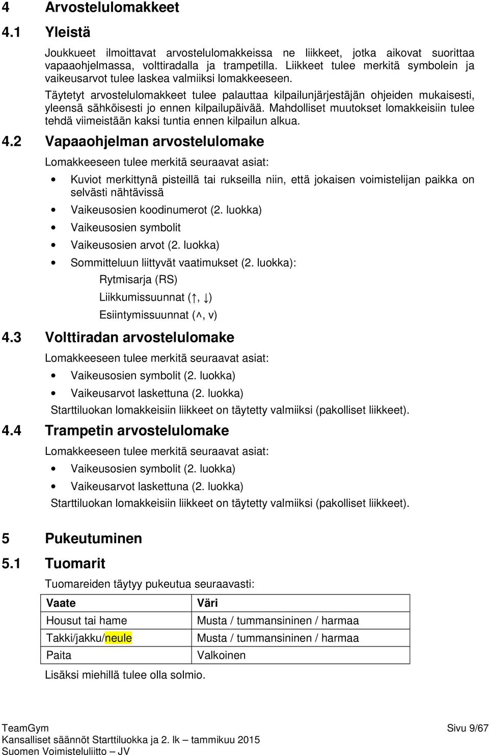 Täytetyt arvostelulomakkeet tulee palauttaa kilpailunjärjestäjän ohjeiden mukaisesti, yleensä sähköisesti jo ennen kilpailupäivää.