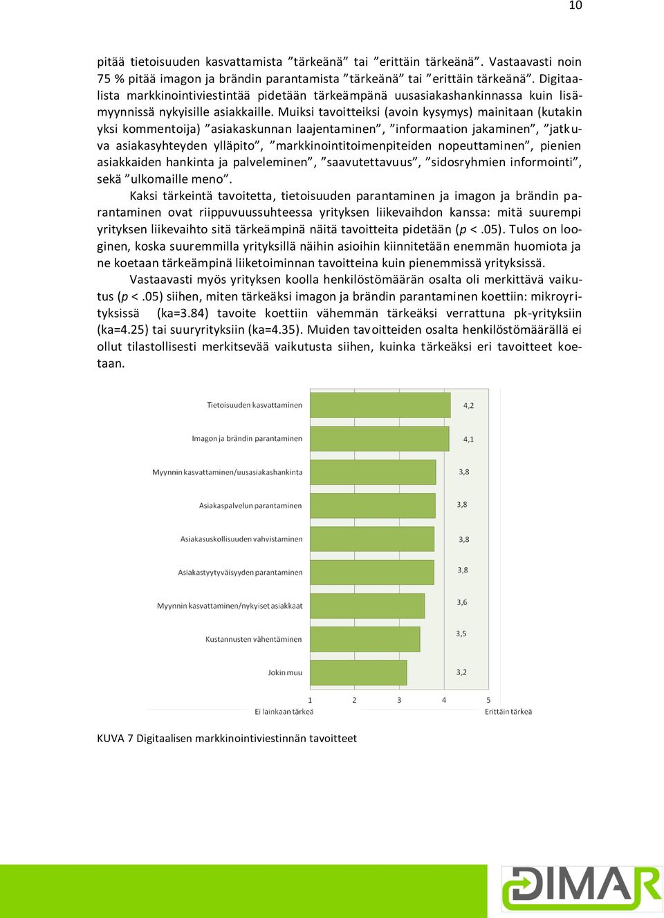 Muiksi tavoitteiksi (avoin kysymys) mainitaan (kutakin yksi kommentoija) asiakaskunnan laajentaminen, informaation jakaminen, jatkuva asiakasyhteyden ylläpito, markkinointitoimenpiteiden