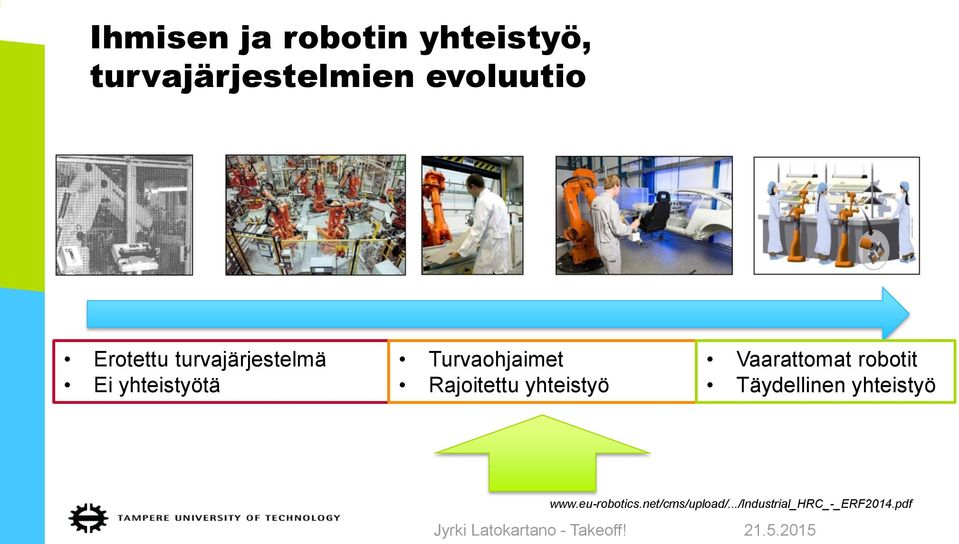 Vaarattomat robotit Täydellinen yhteistyö www.eu-robotics.